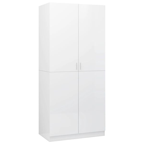 vidaXL Ντουλάπα Γυαλιστερό Λευκό 80 x 52 x 180 εκ. από Επεξ. Ξύλο