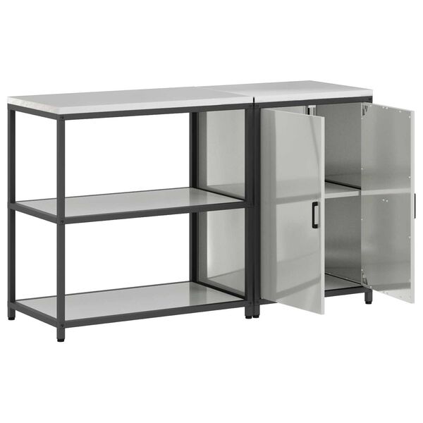 vidaXL Σετ Αποθήκευσης Κουζίνας με ράφι 2 pcs Ασημί 150 x 50 x 92 εκ.