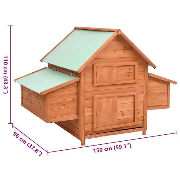 vidaXL Κοτέτσι 150 x 96 x 110 εκ. από Μασίφ Ξύλο Ελάτης