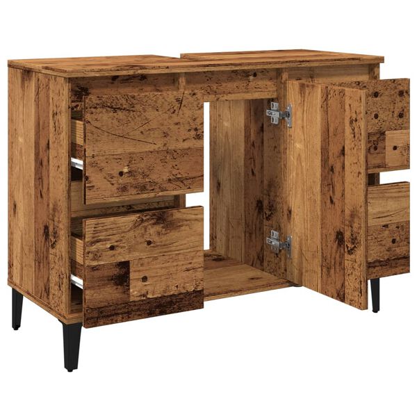 vidaXL Ντουλάπι νιπτήρα Παλιό ξύλο 80x33x60 cm Κατασκευασμένο ξύλο