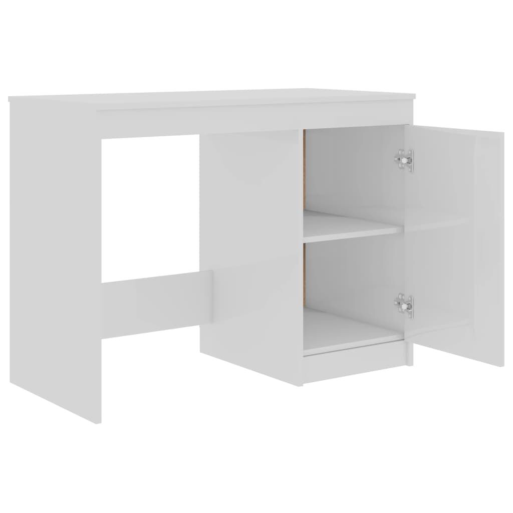 vidaXL Γραφείο Γυαλιστερό Λευκό 140 x 50 x 76 εκ. από Επεξ. Ξύλο