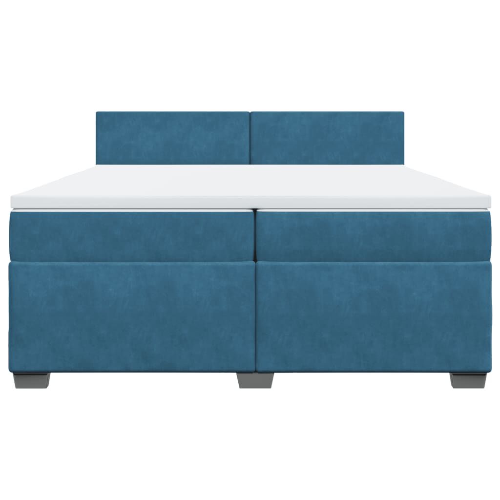 vidaXL Κρεβάτι Boxspring με Στρώμα Σκούρο Μπλε 200x200 εκ. Βελούδινο