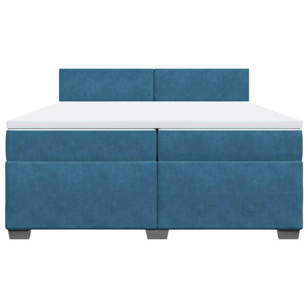 vidaXL Κρεβάτι Boxspring με Στρώμα Σκούρο Μπλε 200x200 εκ. Βελούδινο