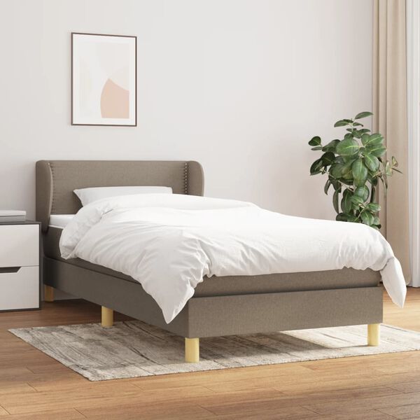 vidaXL &Kappa;&rho;&epsilon;&beta;ά&tau;&iota; Boxspring &mu;&epsilon; &Sigma;&tau;&rho;ώ&mu;&alpha; Taupe 90x200 &epsilon;&kappa;. &Upsilon;&phi;&alpha;&sigma;&mu;ά&tau;&iota;&nu;&omicron;