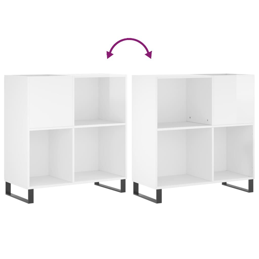 vidaXL Δισκοθήκη Γυαλιστερή Λευκή 84,5 x 38x 89 εκ. από Επεξεργ. Ξύλο