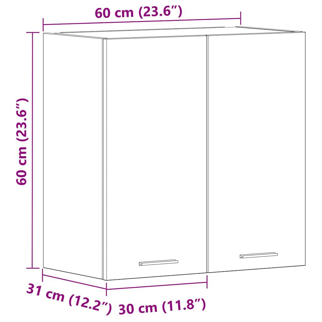 vidaXL Ντουλάπι Κρεμαστό Lyon Sonoma Δρυς 60 x 31 x 60εκ. από