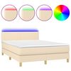 vidaXL &Kappa;&rho;&epsilon;&beta;ά&tau;&iota; Boxspring &mu;&epsilon; &Sigma;&tau;&rho;ώ&mu;&alpha; & LED &Kappa;&rho;&epsilon;&mu; 140x200 &epsilon;&kappa;. &Upsilon;&phi;&alpha;&sigma;&mu;ά&tau;&iota;&nu;&omicron;