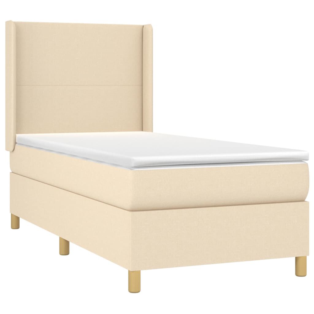 vidaXL Κρεβάτι Boxspring με Στρώμα & LED Κρεμ 80x200 εκ. Υφασμάτινο