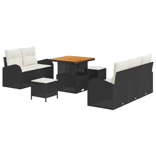 vidaXL Σετ Καναπέ Κήπου 8 pcs Μαύρο συνθετικό ρατάν