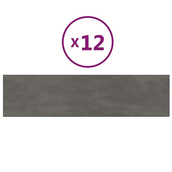 vidaXL Πάνελ Τοίχου 12 τεμ. Σκούρο Γκρι 60x15 εκ. 1,08 μ² Βελούδο
