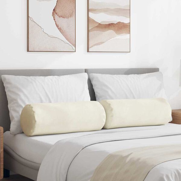 vidaXL Μαξιλάρια Στήριγμα 2 pcs Κρεμ Ø 25 x 70 cm Υφασμάτινο Κορντουρά