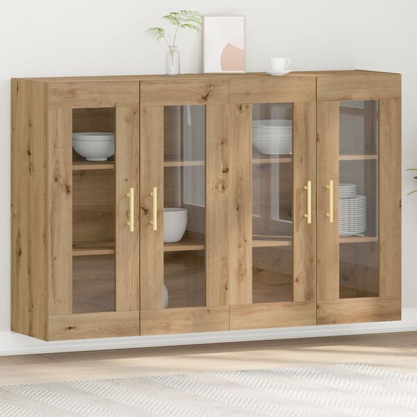 vidaXL Κρεμαστά Ντουλάπια 2 τεμάχια Καρυδιά 69,5x34x90 εκ Επεξεργασμένο Ξύλο
