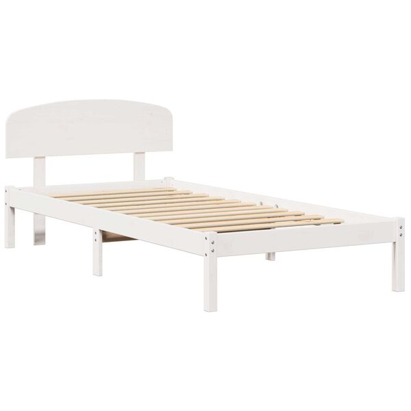 vidaXL Σκελετός Κρεβατιού Λευκό 75 x 190 cm Μασίφ ξύλο πεύκου