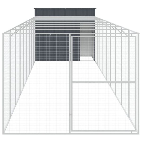 vidaXL Σπιτάκι Σκύλου με Αυλή Ανθρακί 214x1069x181 εκ. Γαλβαν. Χάλυβας