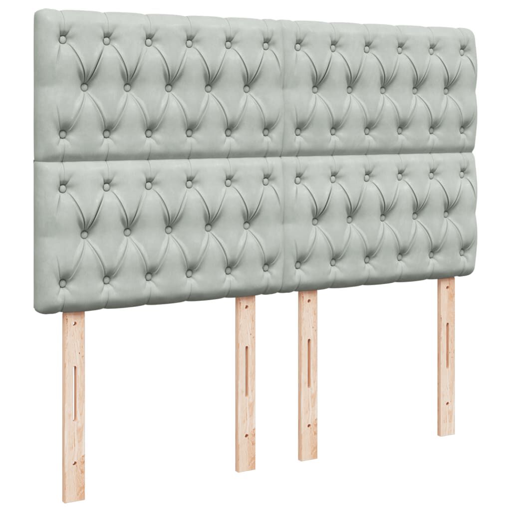 vidaXL Κρεβάτι Boxspring με Στρώμα Ανοιχτό Γκρι 140x200 εκ. Βελούδινο