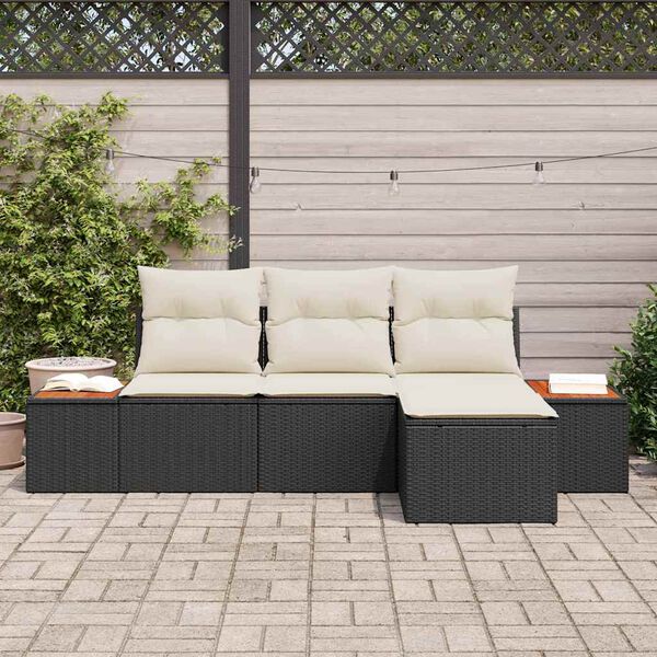 vidaXL με μαξιλάρι Ρυθμιζόμενος 4 pcs Μαύρο