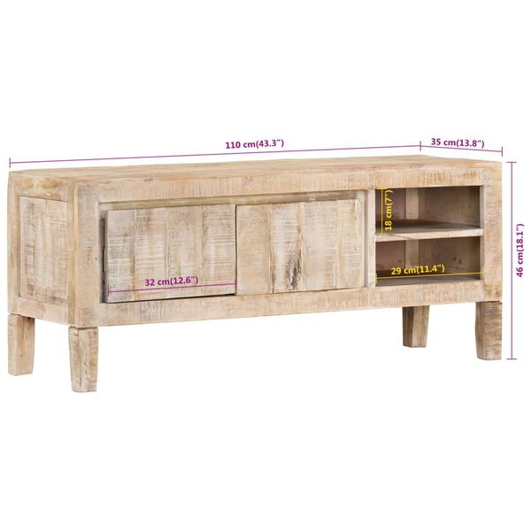 vidaXL Έπιπλο Τηλεόρασης 110 x 30 x 46 εκ. από Μασίφ Ξύλο Μάνγκο