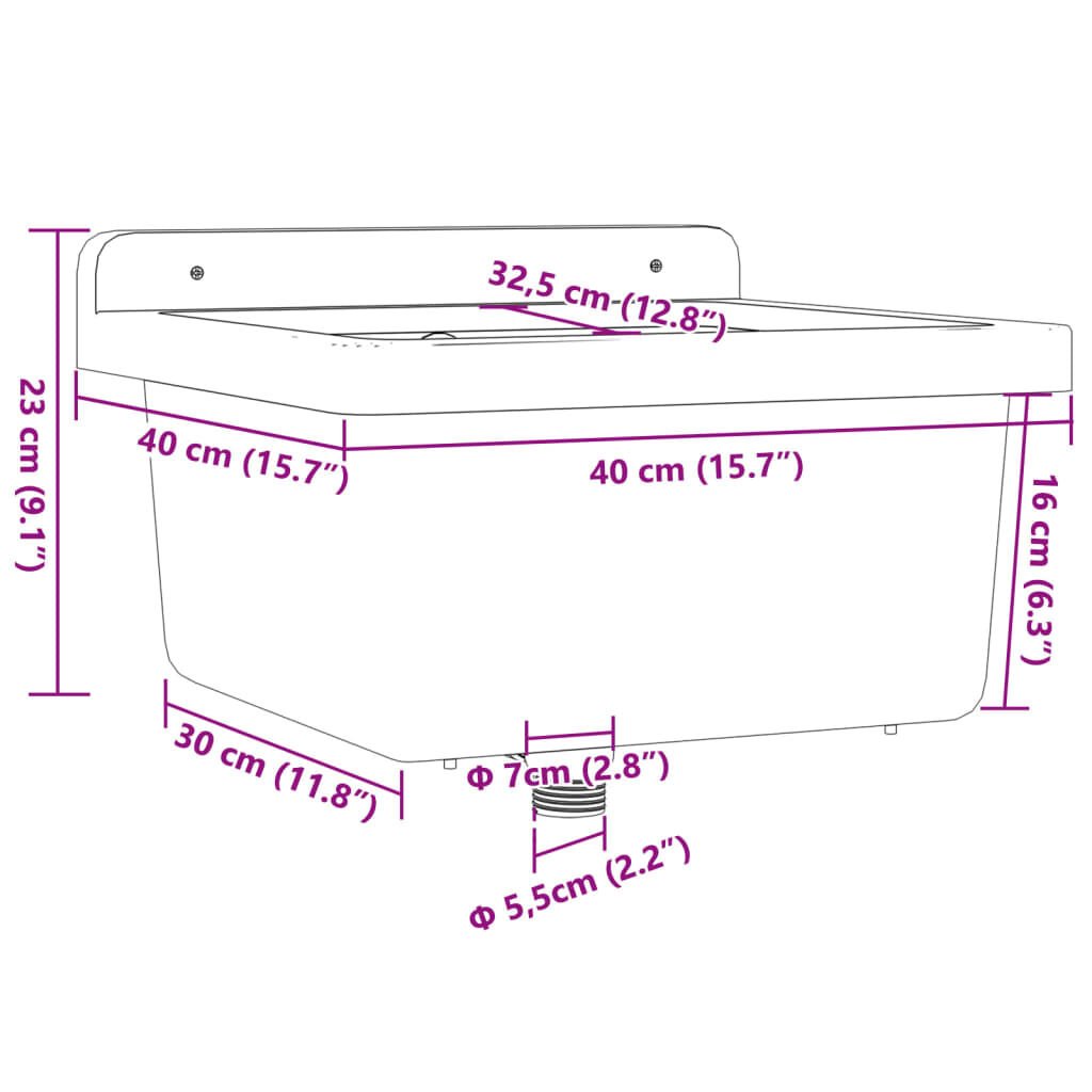 vidaXL Νιπτήρας Επίτοιχος Λευκός 40x40x24 εκ. από Ρητίνη