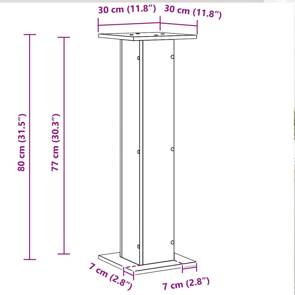 vidaXL Βάσεις Ηχείων 2 τμχ Μαύρο Δρυς 30x30x80 εκ Επεξεργασμένο Ξύλο