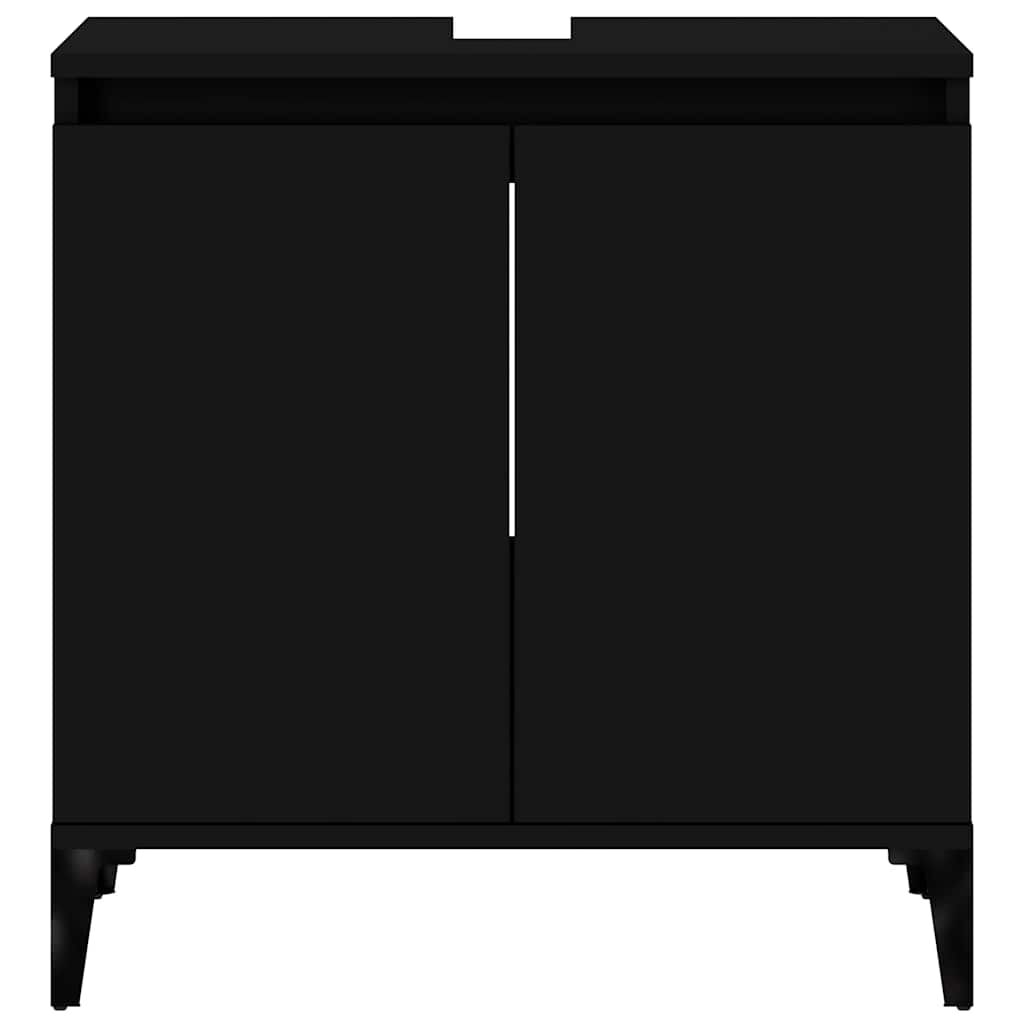 vidaXL Ντουλάπι Νιπτήρα Μαύρο 58x33x60 εκ. Επεξεργασμένο Ξύλο