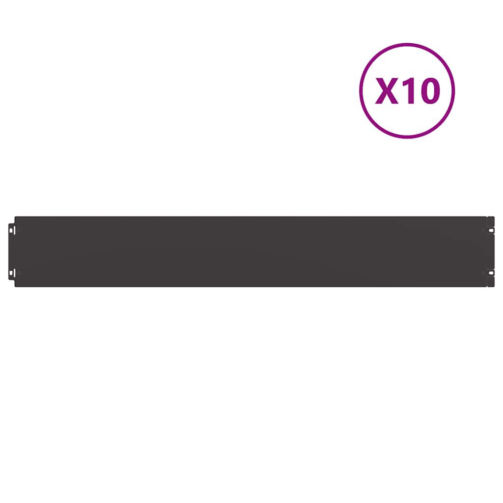 vidaXL Περιφράξεις γκαζόν 10 τεμάχια Μαύρο από χάλυβα ψυχρής έλασης