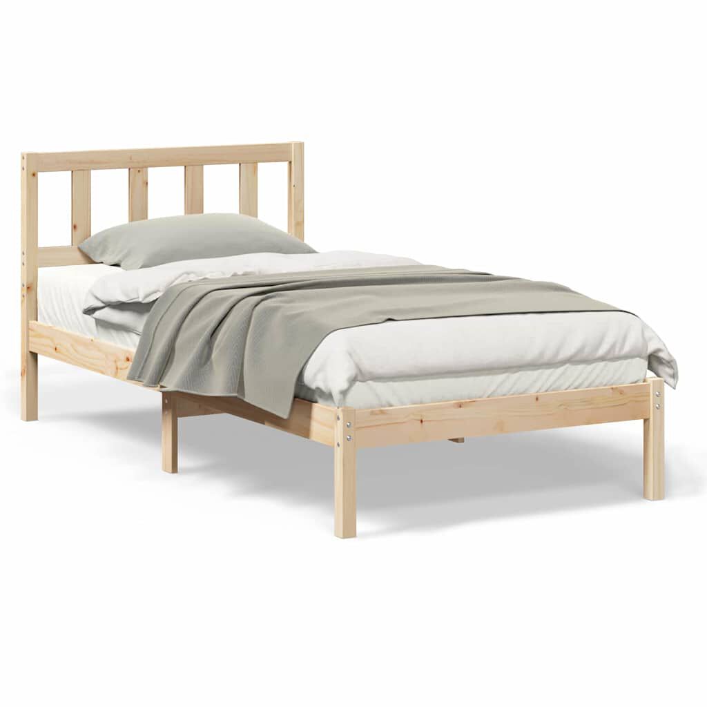 vidaXL Σκελετός Κρεβατιού Καφέ 75 x 190 cm Μασίφ ξύλο πεύκου