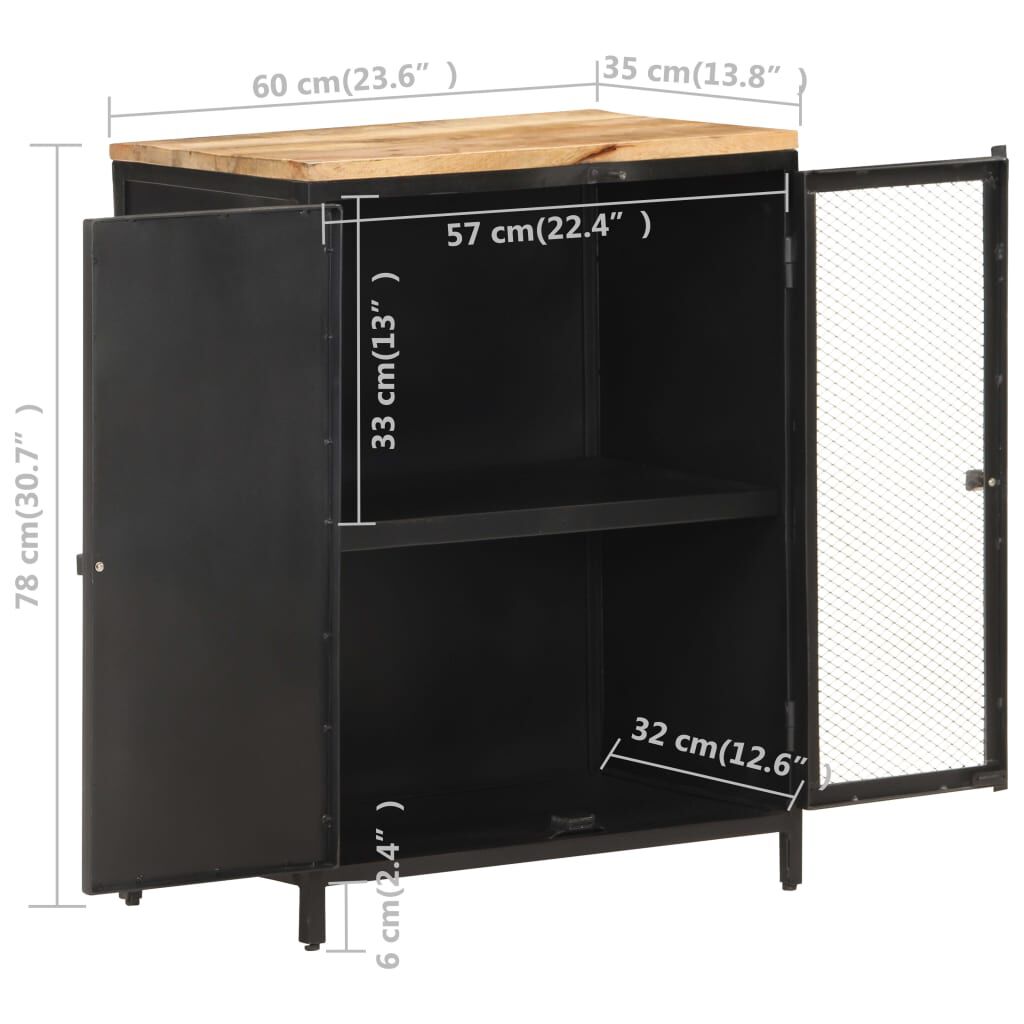 vidaXL Ντουλάπι 60 x 35 x 78 εκ. από Μασίφ Ακατέργαστο Ξύλο Μάνγκο
