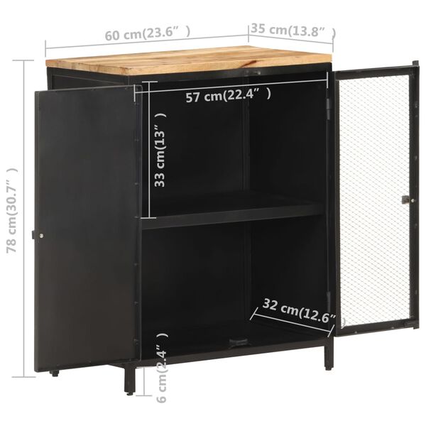 vidaXL Ντουλάπι 60 x 35 x 78 εκ. από Μασίφ Ακατέργαστο Ξύλο Μάνγκο