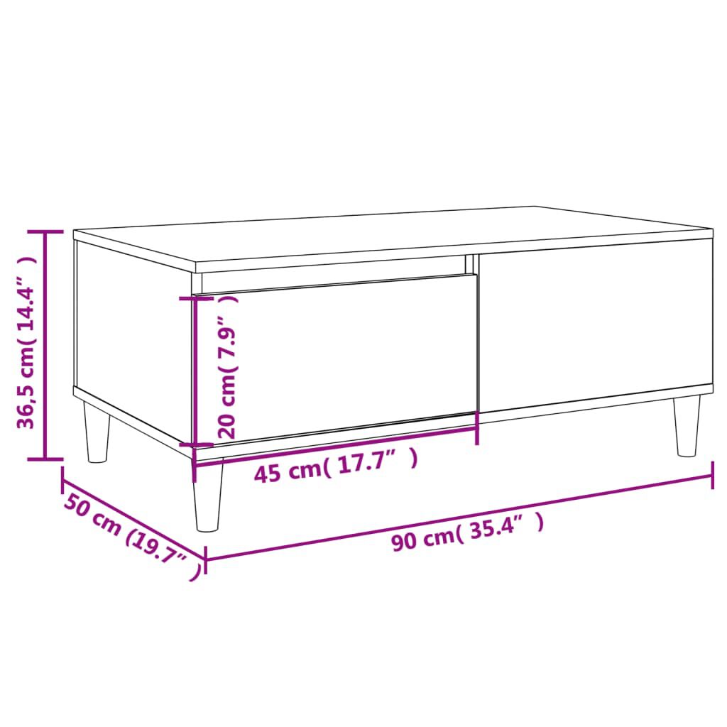 vidaXL Τραπεζάκι Σαλονιού Γκρι Σκυροδ. 90x50x36,5 εκ. Επεξεργ. Ξύλο
