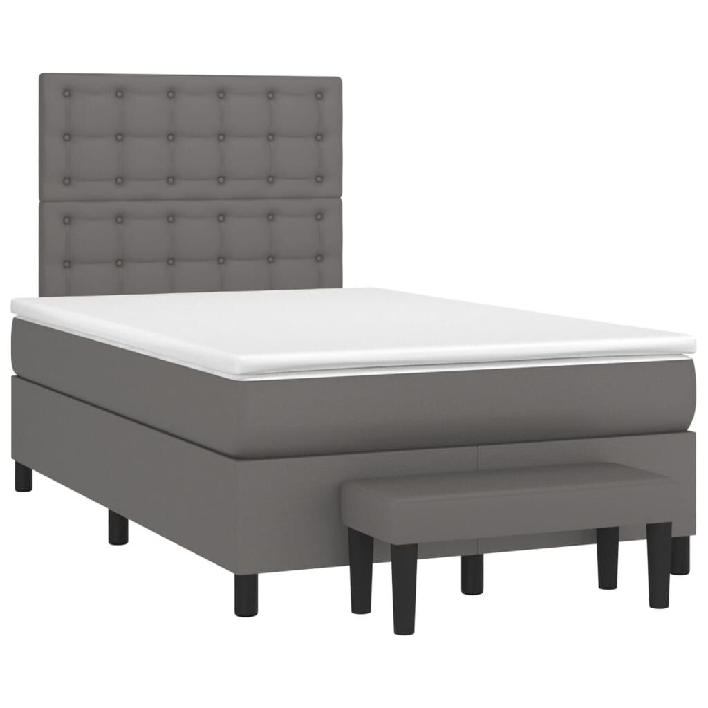 vidaXL Κρεβάτι Boxspring με Στρώμα Γκρι 120x190εκ. από Συνθετικό Δέρμα