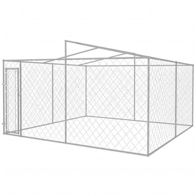 vidaXL Κλουβί Σκύλου Εξωτερικού Χώρου 4 x 4 x 2,4 μ. με Στέγαστρο
