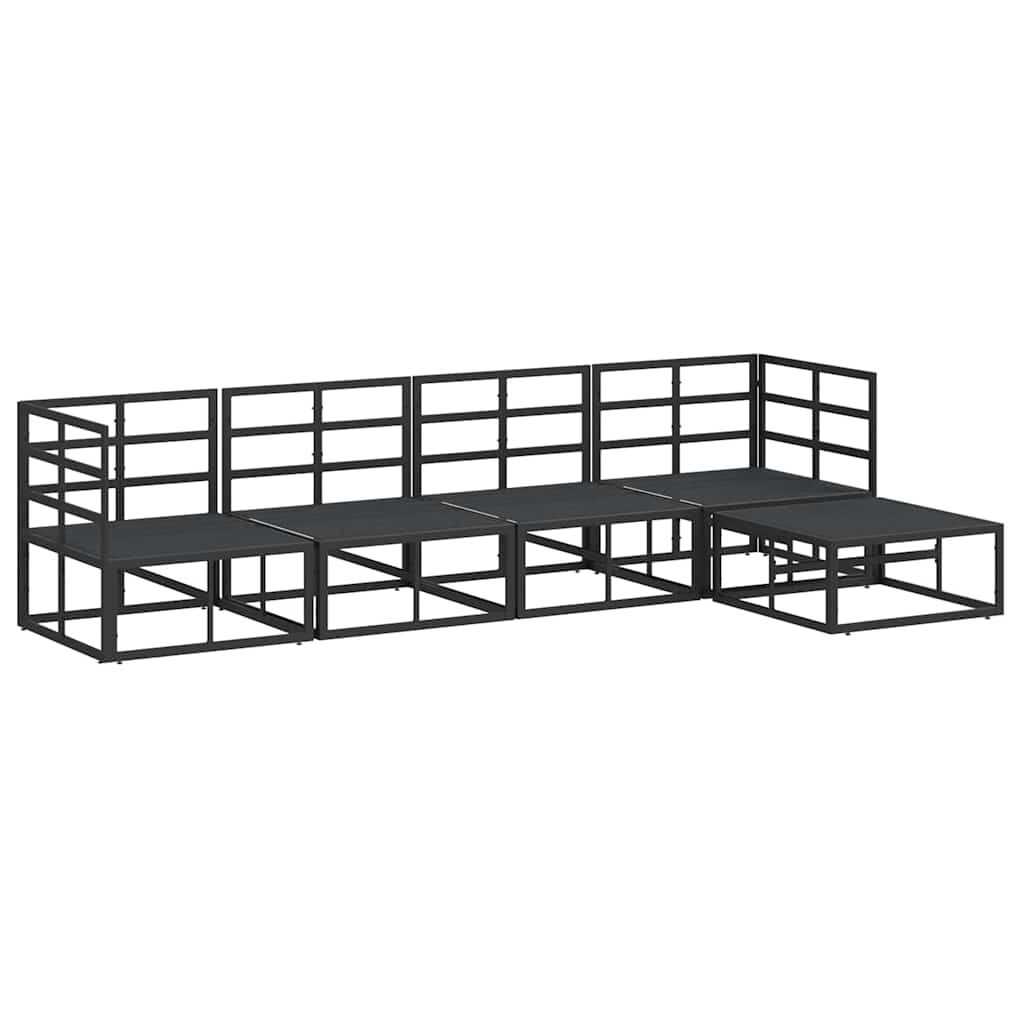 vidaXL Σετ Καναπέ Κήπου με μαξιλάρι 5 pcs Μαύρο Αλουμίνιο