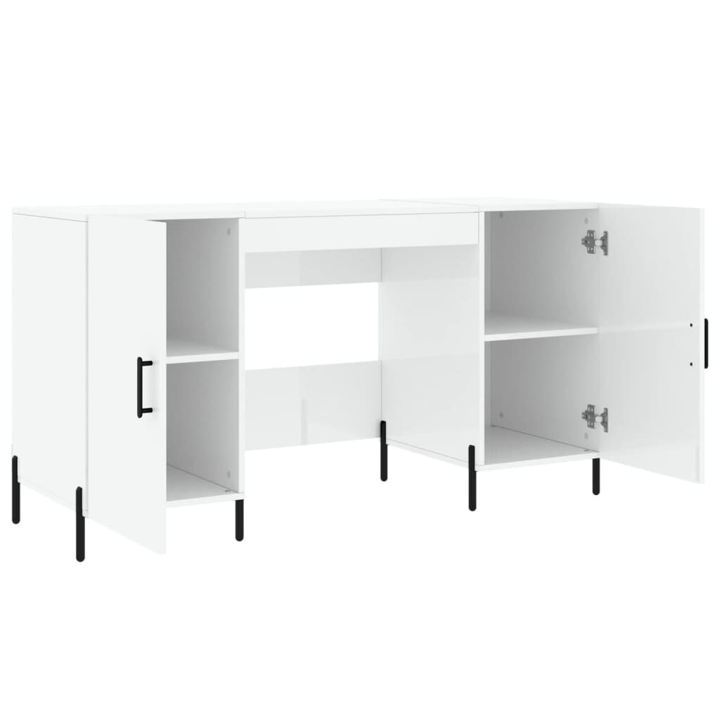 vidaXL Γραφείο Γυαλιστερό Λευκό 140x50x75 εκ. Επεξεργασμένο Ξύλο