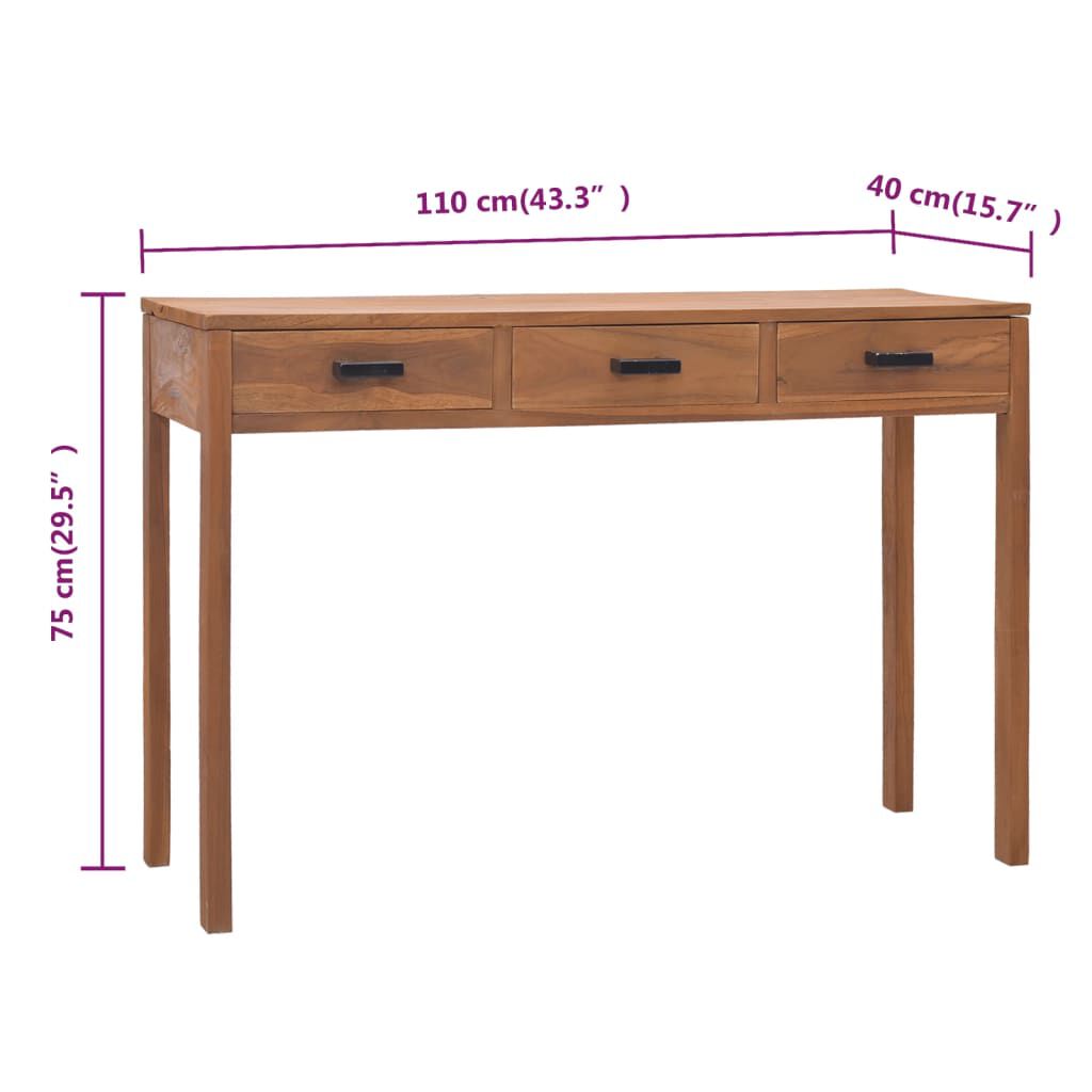 vidaXL Γραφείο 110x40x75 εκ. από Μασίφ Ξύλο Teak