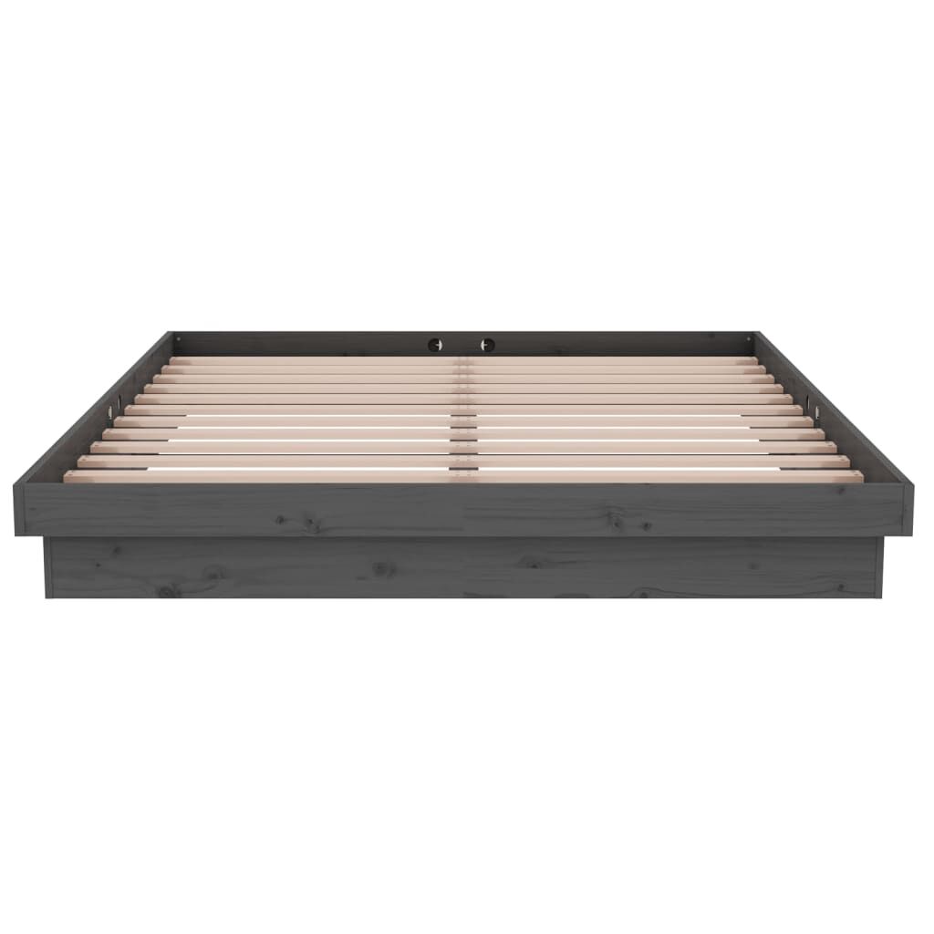 vidaXL Πλαίσιο Κρεβατιού Γκρι 150 x 200 εκ. Μασίφ Ξύλο King Size