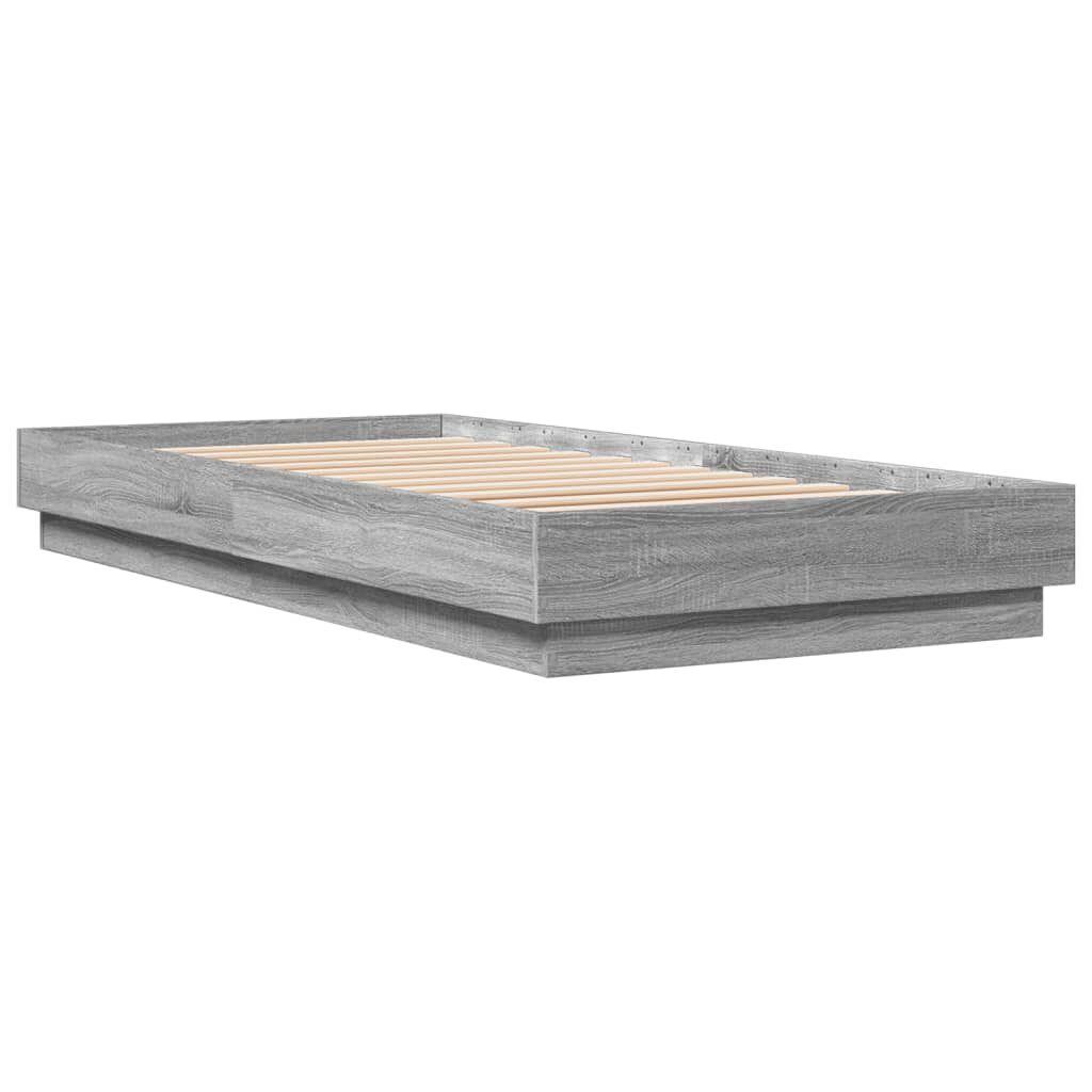 vidaXL Πλαίσιο Κρεβατιού με λυχνίες LED Γκρι sonoma 90 x 200 εκ.