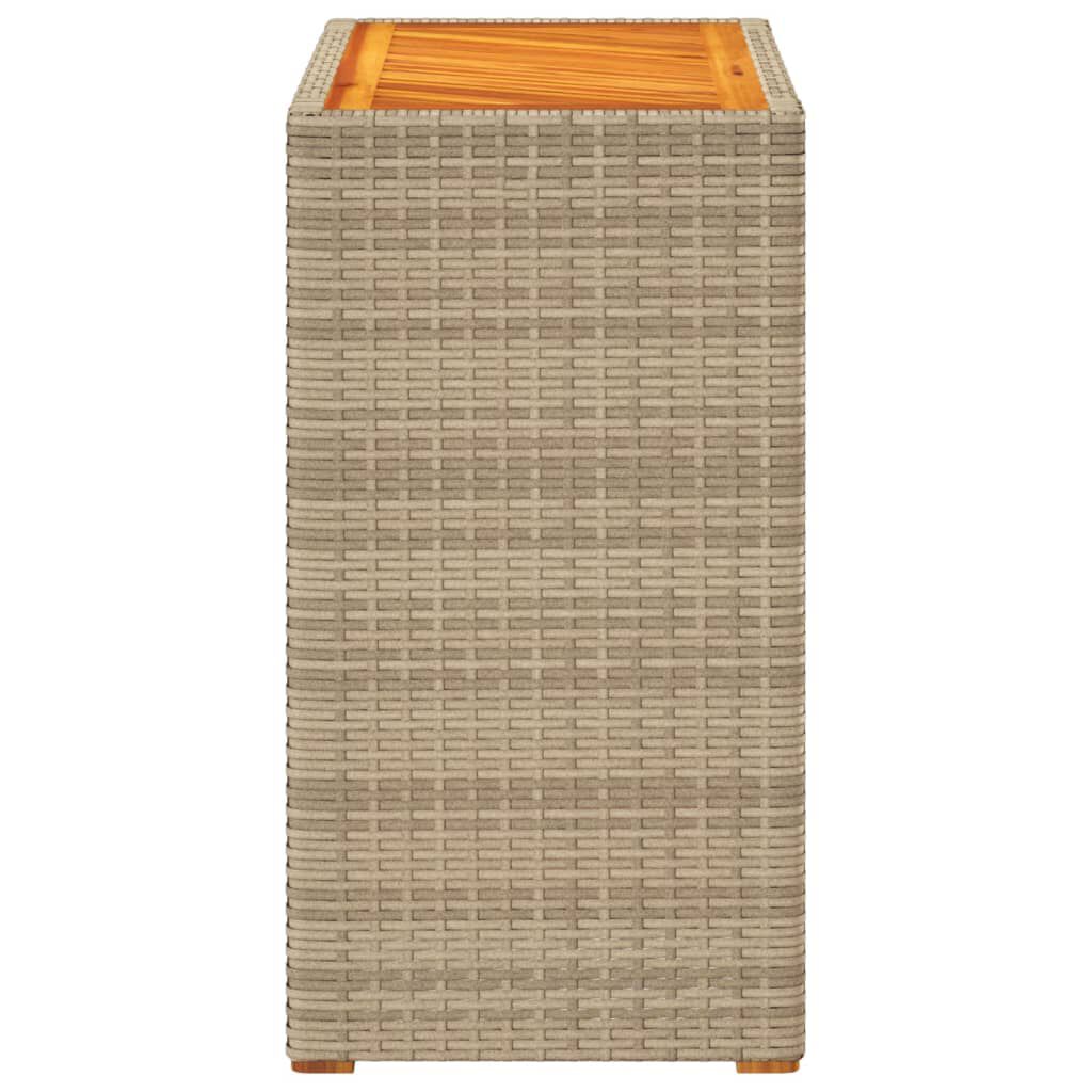 vidaXL Τραπέζι Κήπου με Ξύλινη Επιφάνεια Μπεζ 60x40x75 εκ Συνθ. Ρατάν