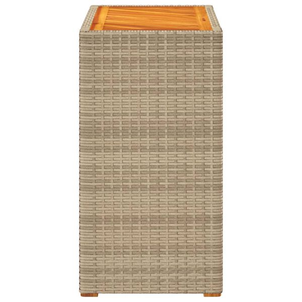 vidaXL Τραπέζι Κήπου με Ξύλινη Επιφάνεια Μπεζ 60x40x75 εκ Συνθ. Ρατάν
