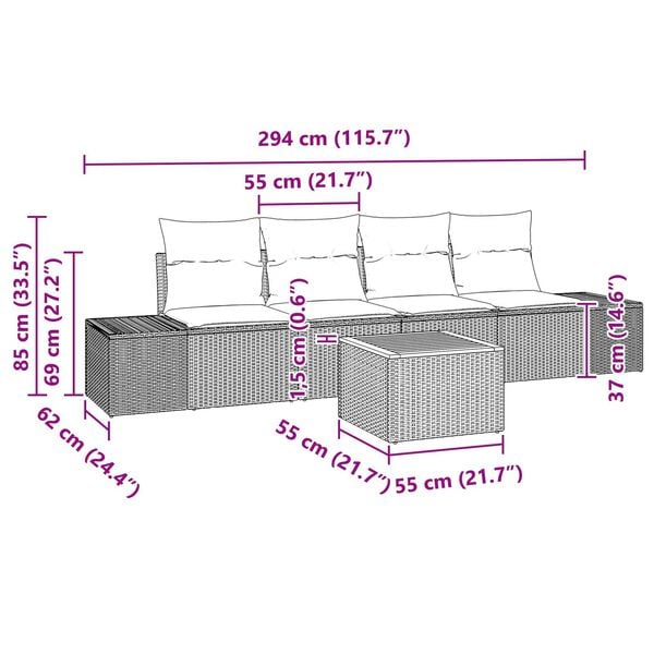 vidaXL Σετ Καναπέ Κήπου 5 pcs Μπεζ και λευκό