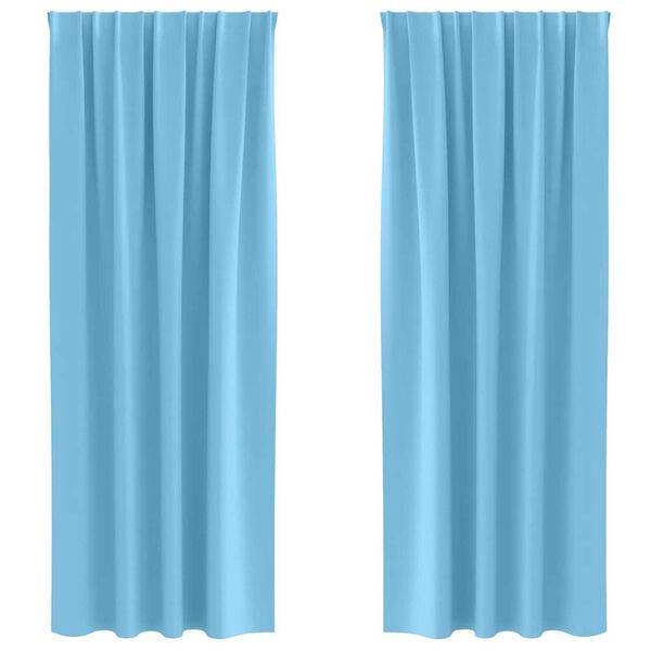 vidaXL Κουρτίνες με κουρτίνες 2 pcs Γαλάζιο Πολυεστέρας