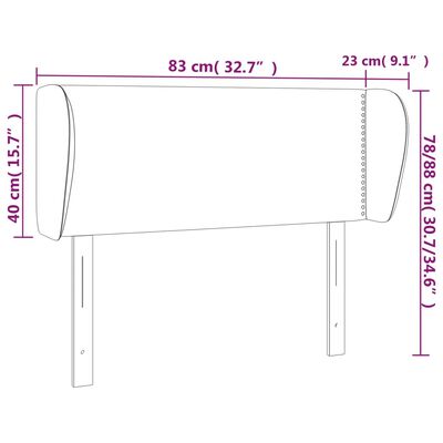 vidaXL Κεφαλάρι με Πτερύγια Σκούρο Γκρι 83x23x78/88 εκ. Υφασμάτινο