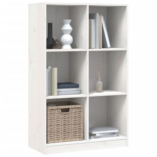 vidaXL Βιβλιοθήκη Λευκή 70 x 33 x 110 εκ. από Μασίφ Ξύλο Πεύκου