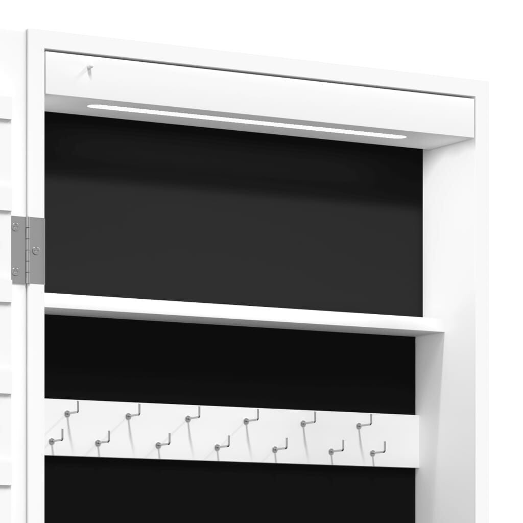 vidaXL Έπιπλο Κοσμημάτων με Καθρέφτη/LED Φώτα Επιτοίχιο Λευκό