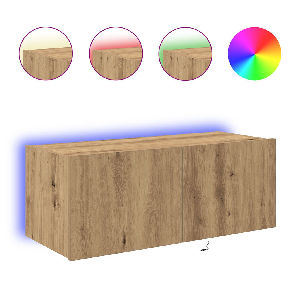 vidaXL Ντουλάπα TV με Φώτα LED Artisan Oak 80x35x31 εκ.