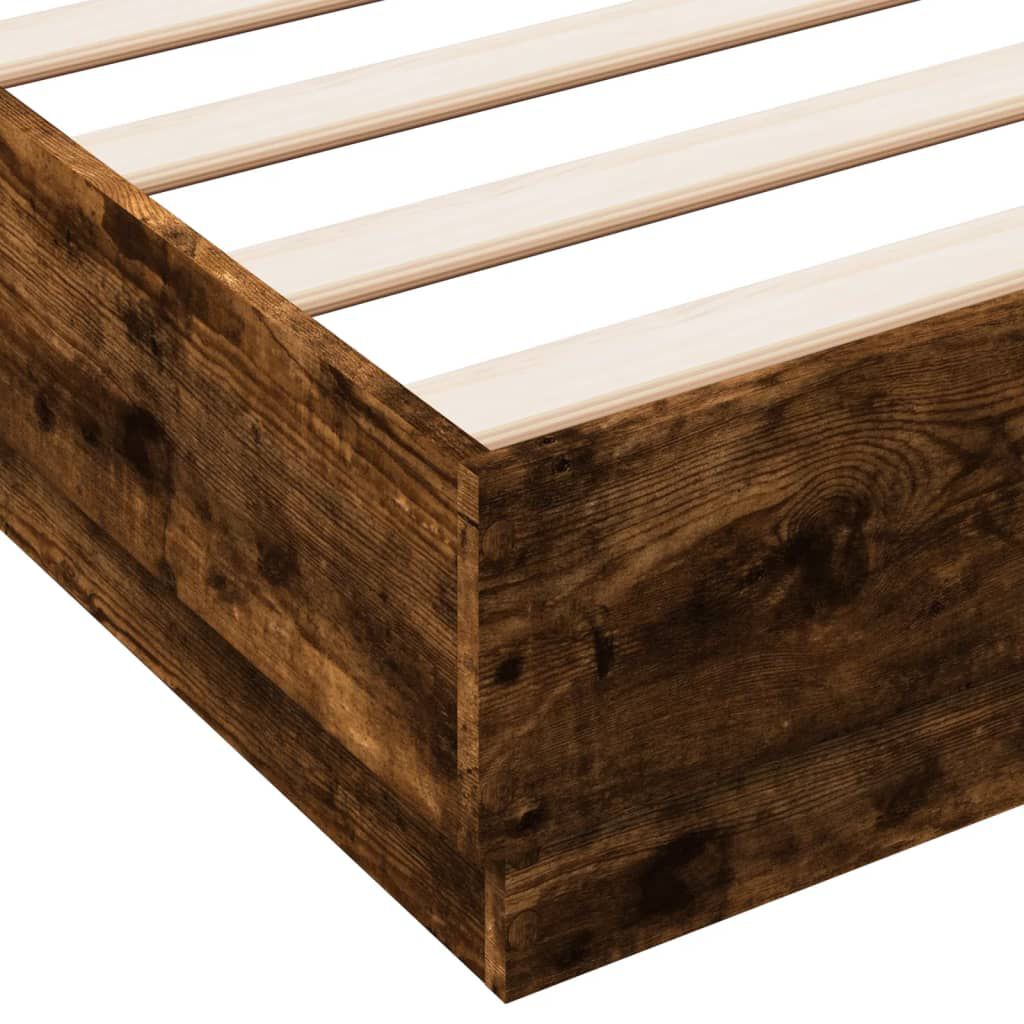 vidaXL Πλαίσιο Κρεβατιού με LED Καπνιστή Δρυς 140x200 εκ.