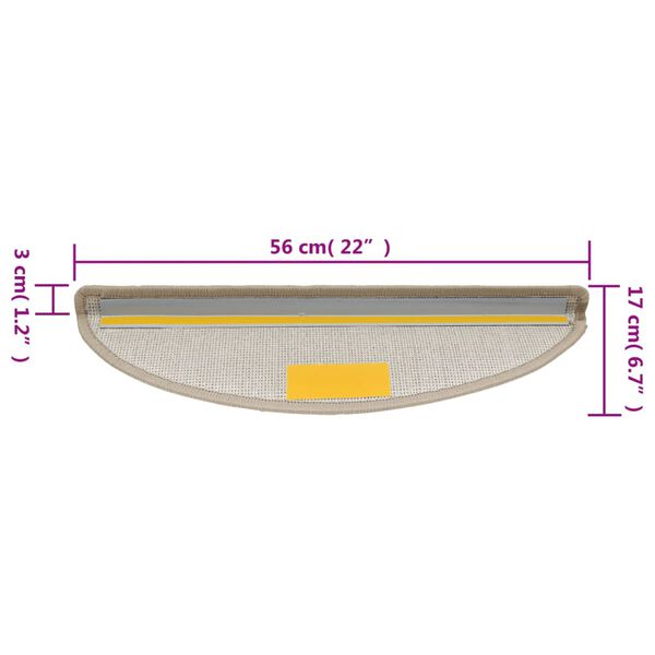 vidaXL Πατάκια Σκάλας 15 τεμ. Χρώμα Taupe 56 x 17 x 3 εκ.