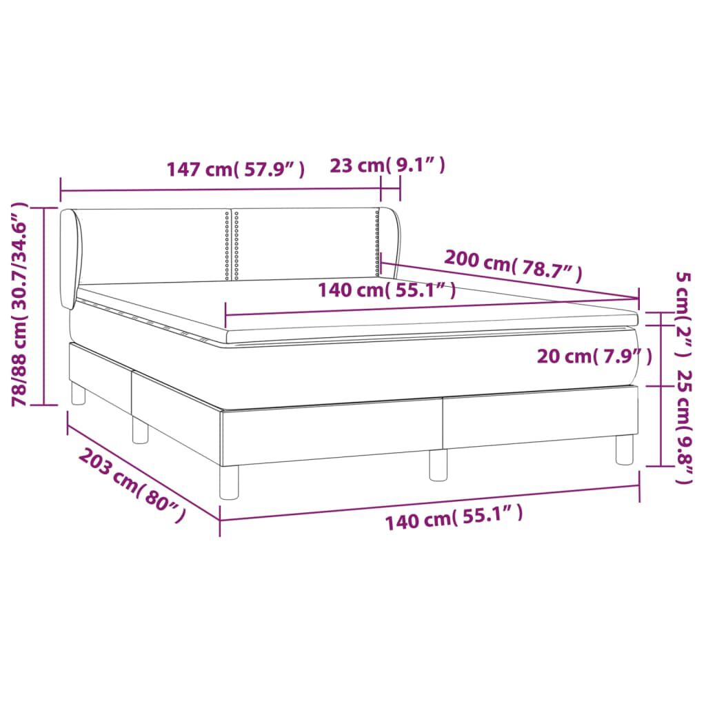 vidaXL Κρεβάτι Boxspring με Στρώμα Λευκό 140x200εκ.από Συνθετικό Δέρμα