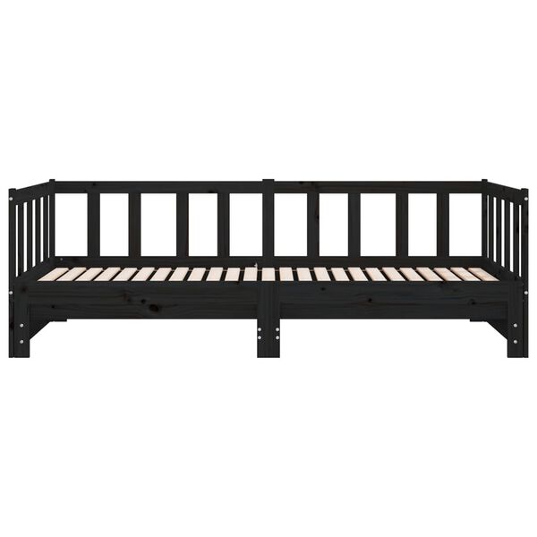 vidaXL Καναπές Κρεβάτι Μαύρος 2 x (90 x 200) εκ. από Μασίφ Ξύλο Πεύκου