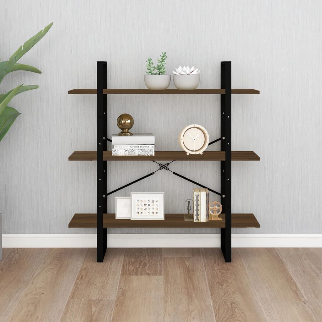 vidaXL Βιβλιοθήκη Καφέ Δρυς 100 x 30 x 105 εκ. από Επεξεργασμένο Ξύλο