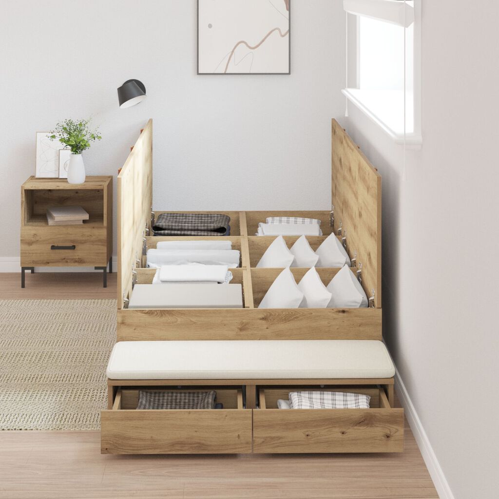 vidaXL Κρεβάτι αποθηκευτικού χώρου Artisan Oak 90x200 εκ.